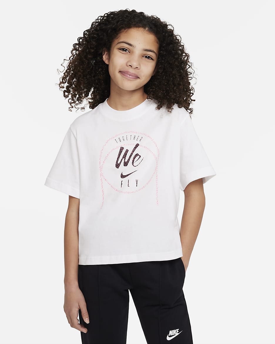 Girls white nike shirt best sale